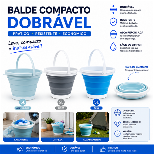 Balde Compacto Dobrável