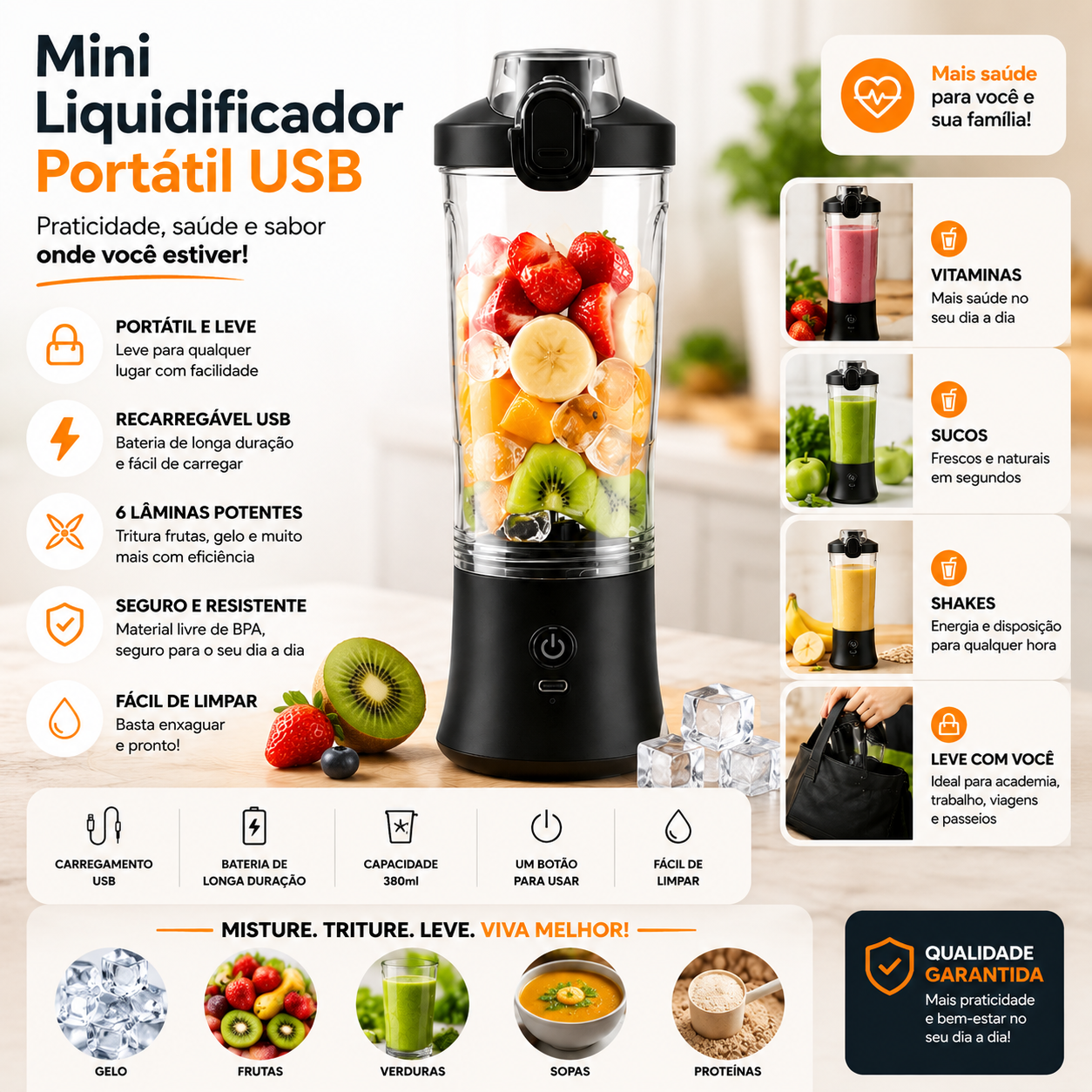 Mini Liquidificador Portátil USB