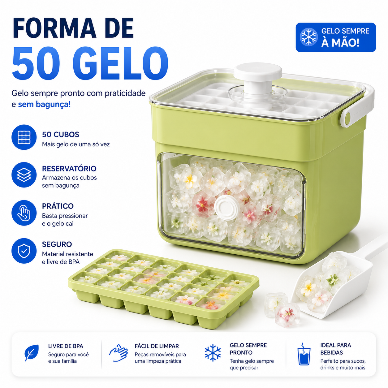 Forma de Gelo 50 Cubos