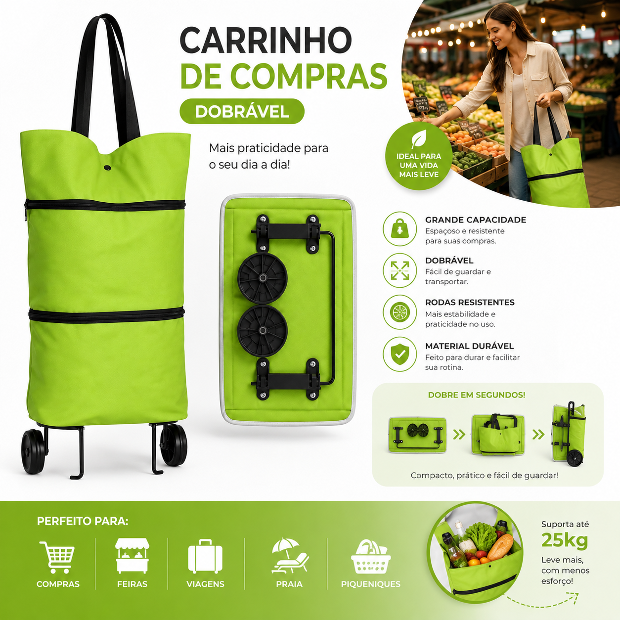 Carrinho de Compras Dobrável