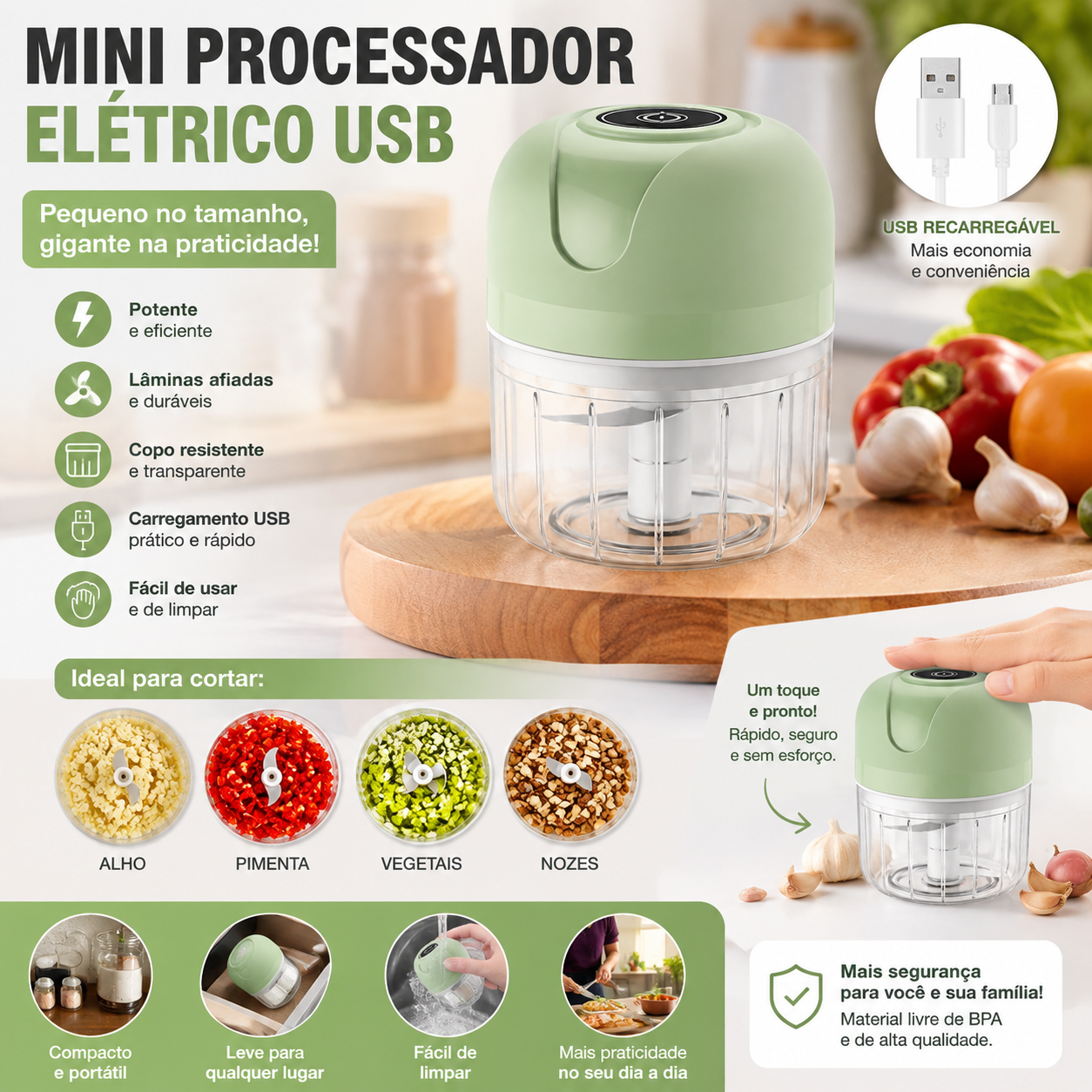 Mini Processador Elétrico USB