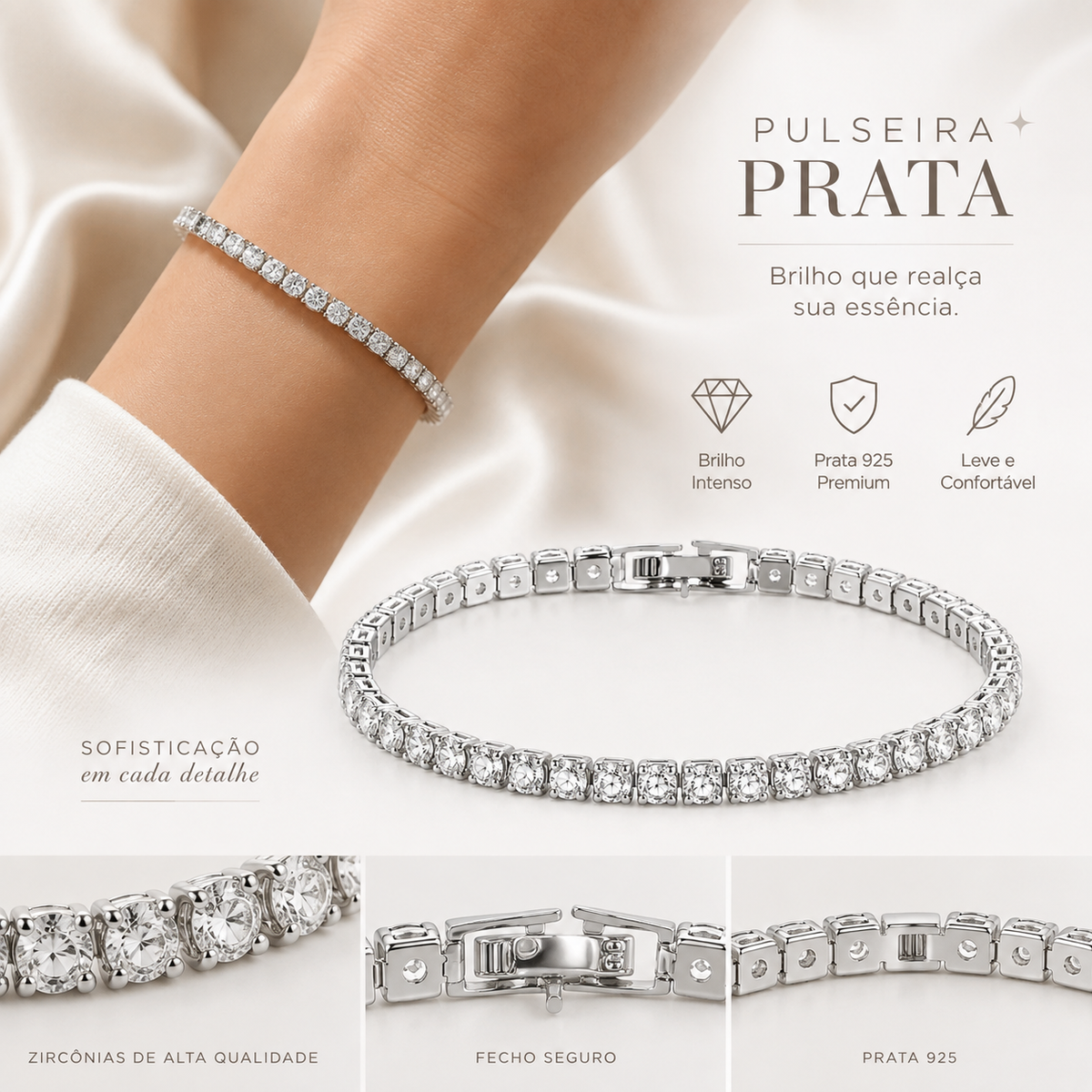 Pulseira Tennis Prata 925
